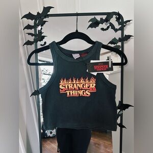 Stranger Things Dark Gray Flames Crop Tank (ZARA)